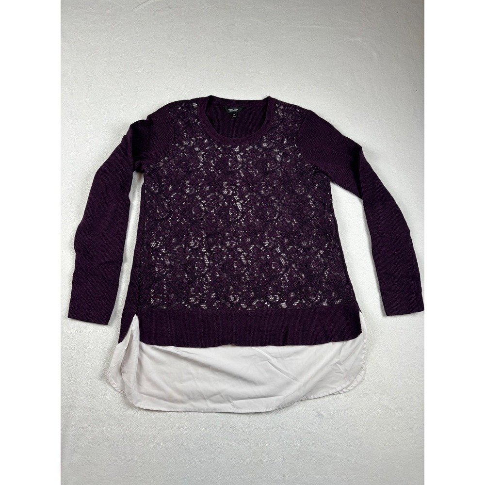 Simply Vera Vera Wang Womens Purple Lace‎ Front Layered Look Sweater Size M